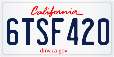 CA license plate 6TSF420