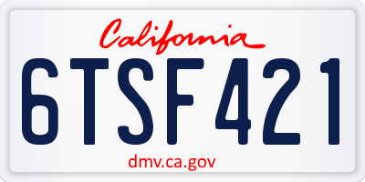 CA license plate 6TSF421
