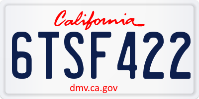CA license plate 6TSF422