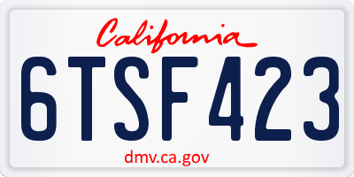 CA license plate 6TSF423