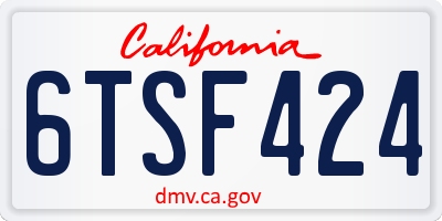 CA license plate 6TSF424