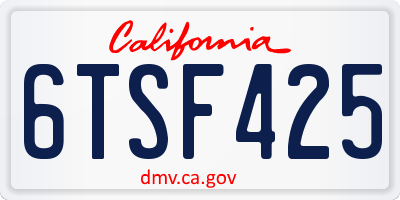 CA license plate 6TSF425