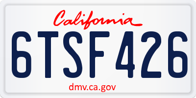 CA license plate 6TSF426