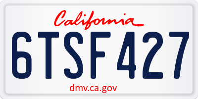 CA license plate 6TSF427