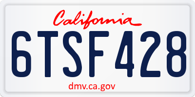 CA license plate 6TSF428
