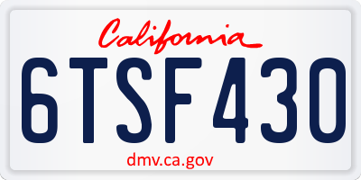 CA license plate 6TSF430