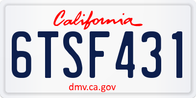 CA license plate 6TSF431