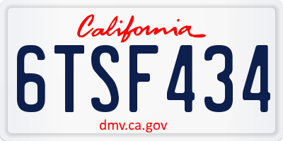 CA license plate 6TSF434