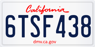 CA license plate 6TSF438