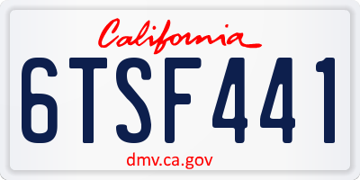 CA license plate 6TSF441