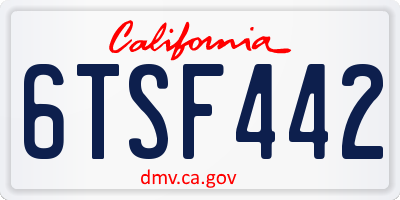 CA license plate 6TSF442