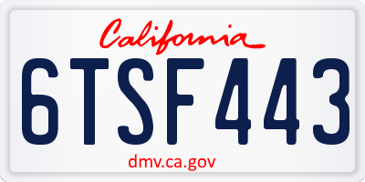 CA license plate 6TSF443
