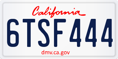 CA license plate 6TSF444