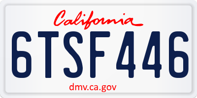 CA license plate 6TSF446