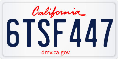 CA license plate 6TSF447