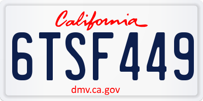 CA license plate 6TSF449