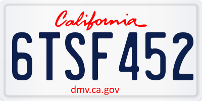 CA license plate 6TSF452