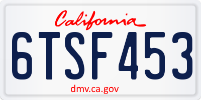 CA license plate 6TSF453
