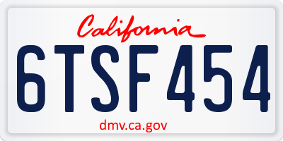 CA license plate 6TSF454