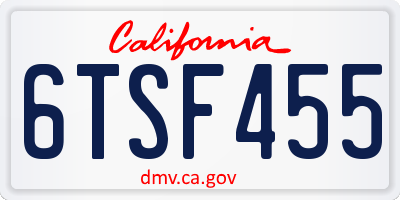CA license plate 6TSF455