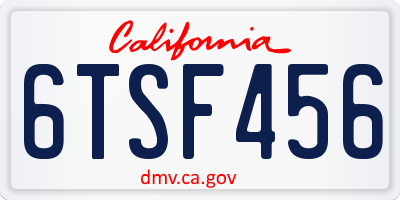 CA license plate 6TSF456