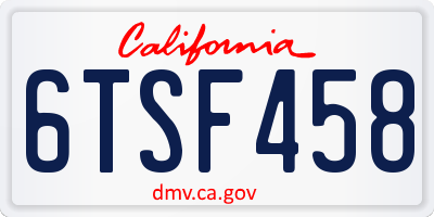 CA license plate 6TSF458