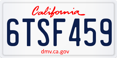 CA license plate 6TSF459