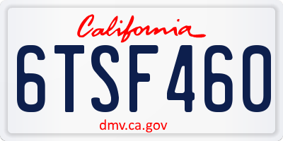 CA license plate 6TSF460