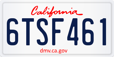 CA license plate 6TSF461