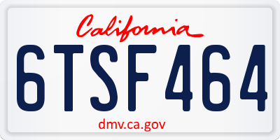 CA license plate 6TSF464