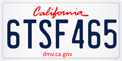 CA license plate 6TSF465