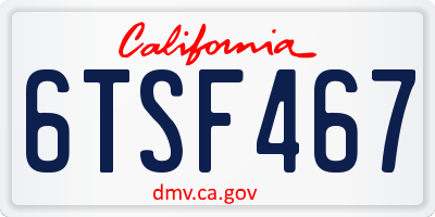 CA license plate 6TSF467