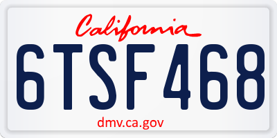 CA license plate 6TSF468