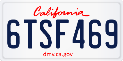 CA license plate 6TSF469