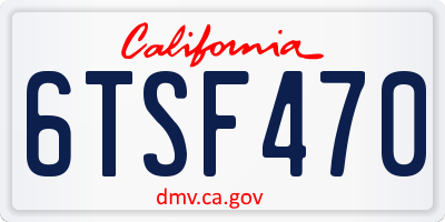 CA license plate 6TSF470