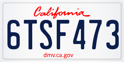 CA license plate 6TSF473