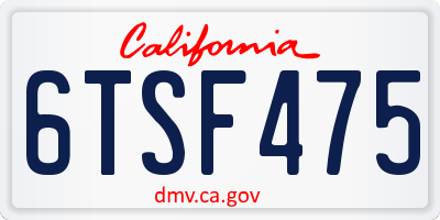 CA license plate 6TSF475