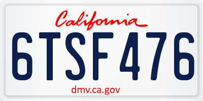CA license plate 6TSF476