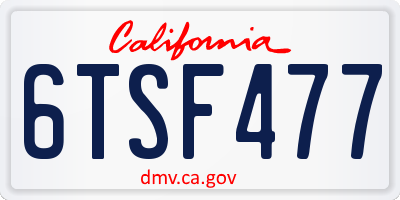 CA license plate 6TSF477