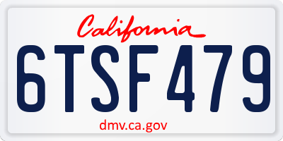 CA license plate 6TSF479
