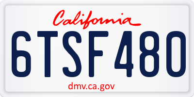 CA license plate 6TSF480