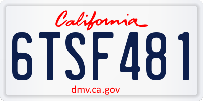 CA license plate 6TSF481