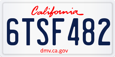 CA license plate 6TSF482