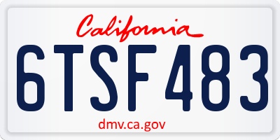 CA license plate 6TSF483