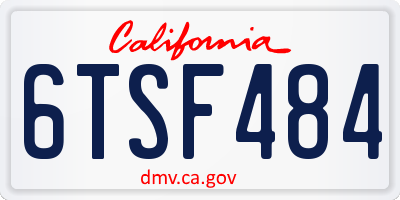 CA license plate 6TSF484