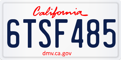 CA license plate 6TSF485