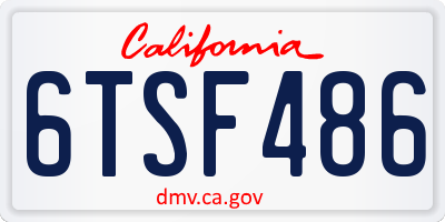 CA license plate 6TSF486