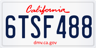 CA license plate 6TSF488