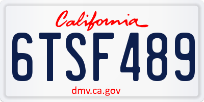 CA license plate 6TSF489