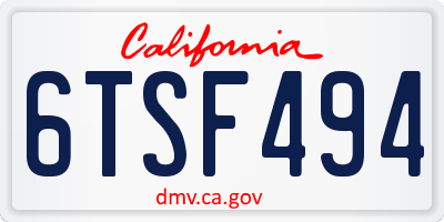 CA license plate 6TSF494